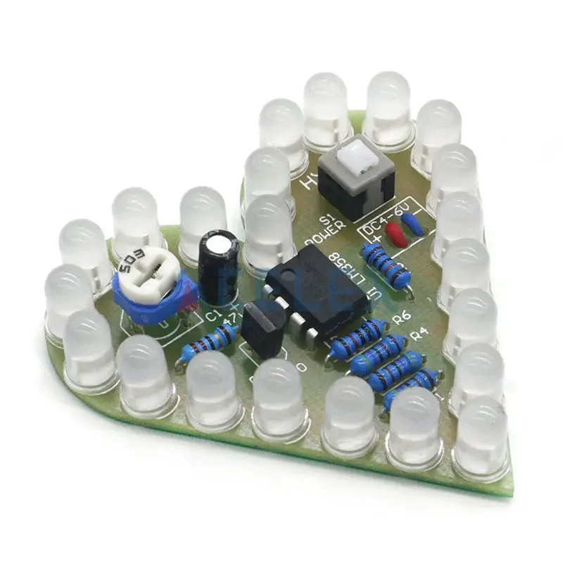 مجموعة مصابيح التنفس على شكل قلب ، مجموعة مصابيح LED للتنفس ، DC 4V-6V ، أحمر ، أبيض ، أزرق ، أخضر ، إنتاج إلكتروني للتعلم