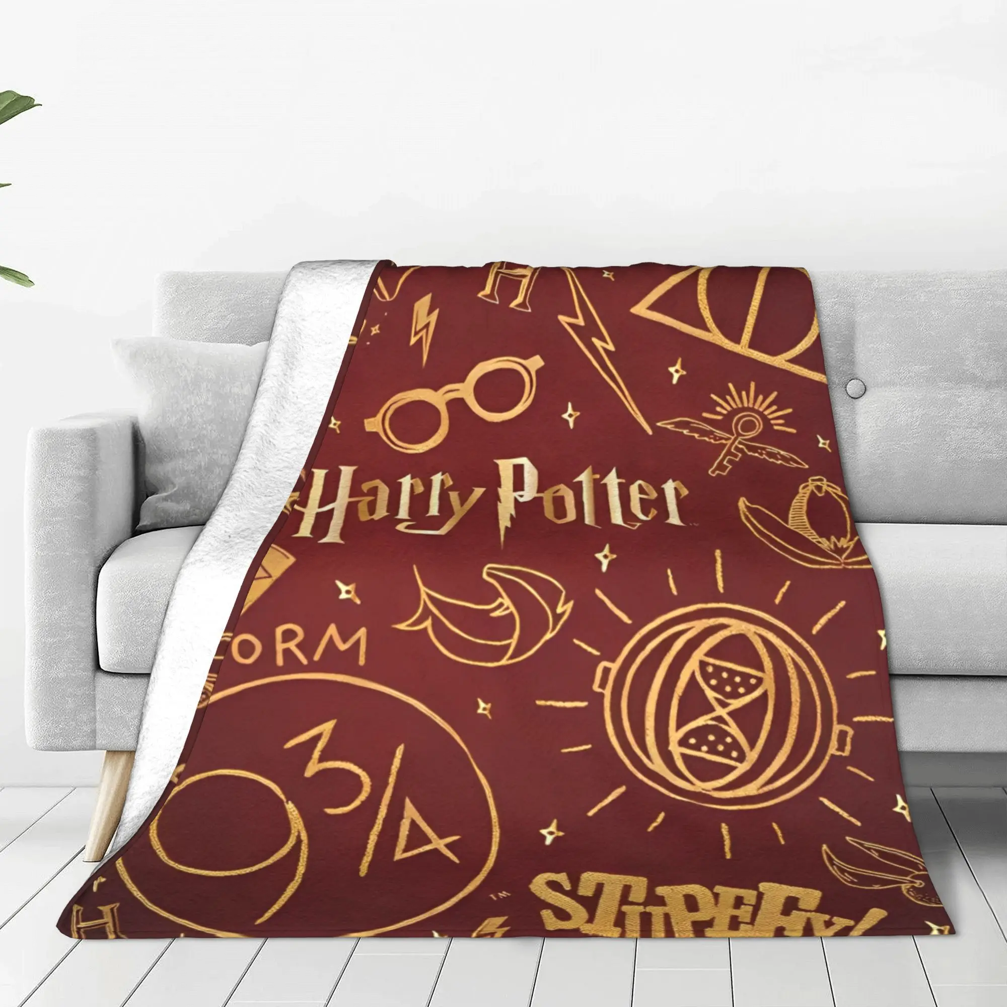 MINISO Harry Potter Themes Blanket Wizard Magician Fantasy Flannel Awesome Warm Throw Blanket for Chair Covering Sofa Summer