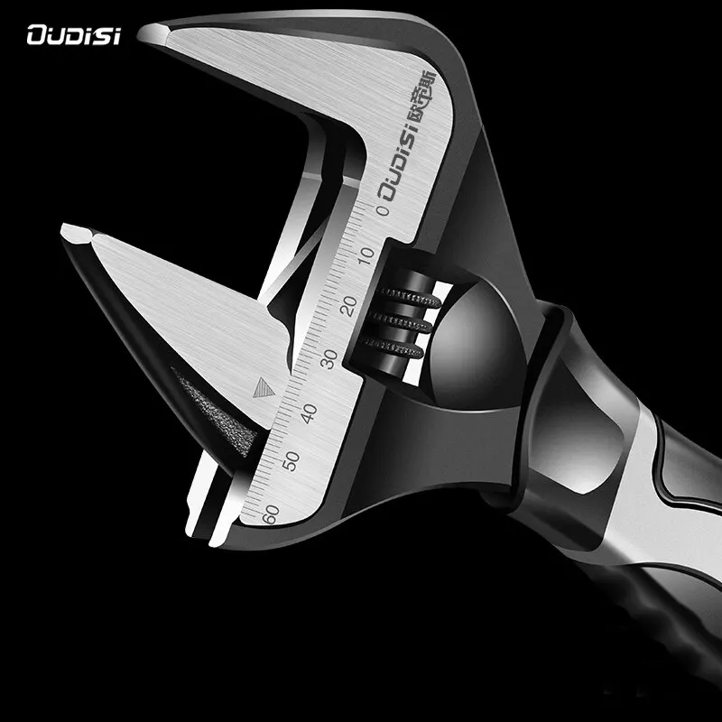 OUDISI Short Handle Large Opening Bathroom Wrench Adjustable Wrench Stainless Steel Universal Wrench Mini Nut Key Hand Tool