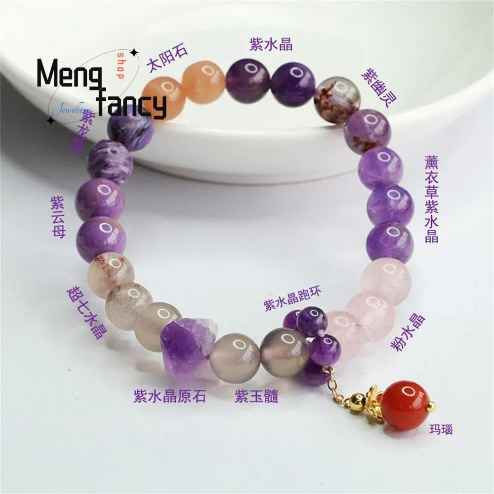 

Natural Nine Purple Lon Fire Multi-Precious Amethyst Bracelet Exquisite Elegant High-grade Fashion Luxury Jewelry Holiday Gifts