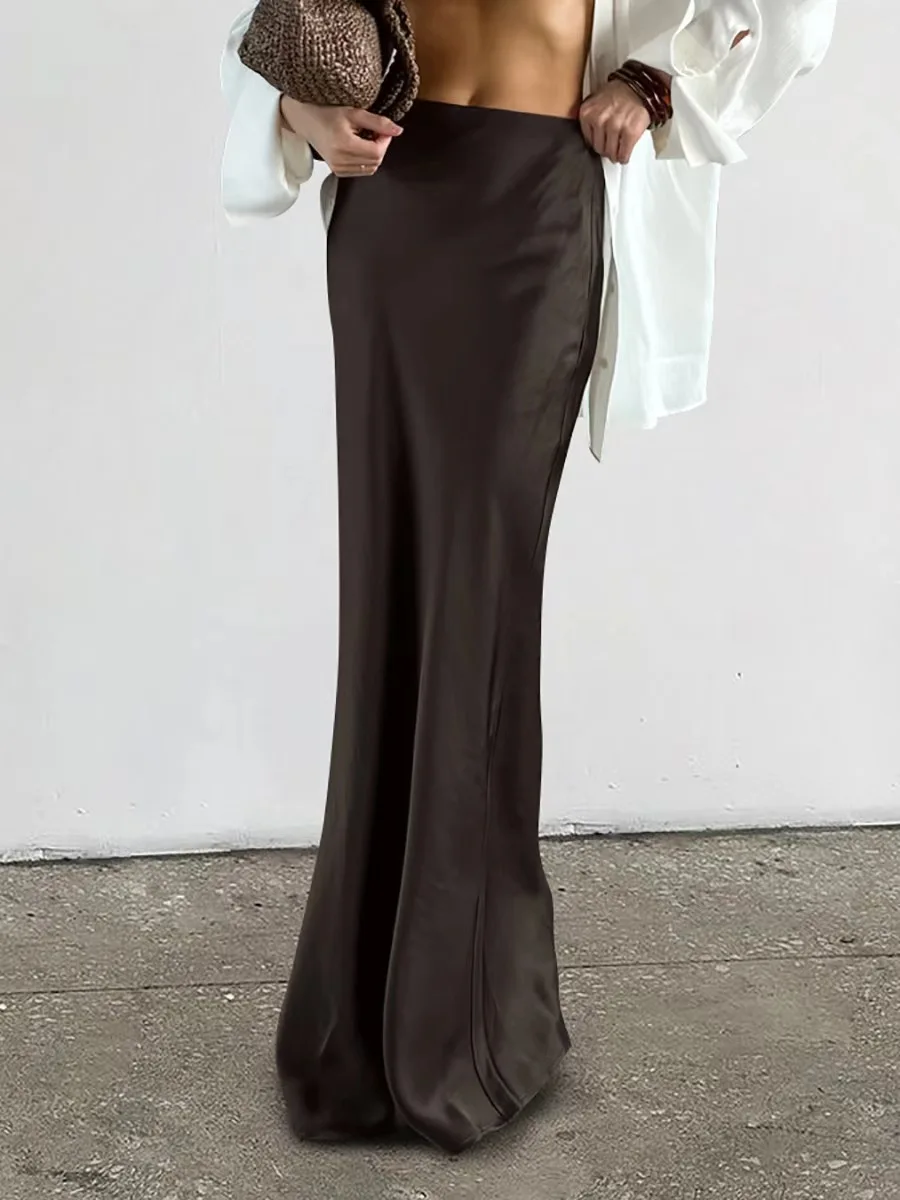 

Матовая цветная юбка Fi Tail с высокой талией, облегающая юбка Ele Commute Sle, длинная юбка, чистый цветной дизайн, модная женская юбка...