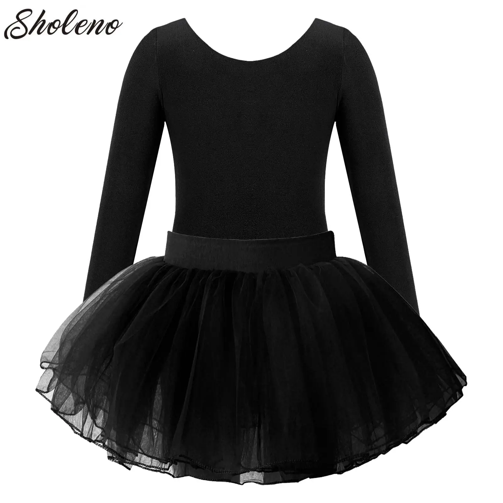 

Long Sleeves Leotard for Girls Gymnastics Practice Clothes Ballet Dance Tutu Dress Stage Dance Costume with Skirt
