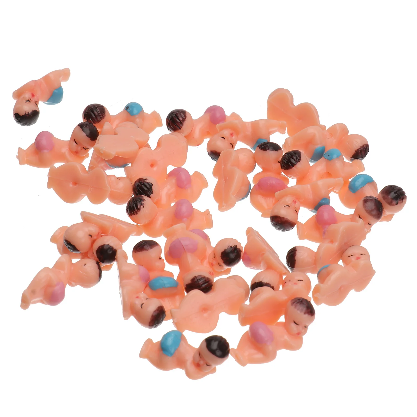 100개 아기 샤워용 플라스틱 미니 남자 모양 목욕 장난감 1.8x0.8x0.8cm 핑크 블루 벌크 세트 유아 손-눈 협응력 향상