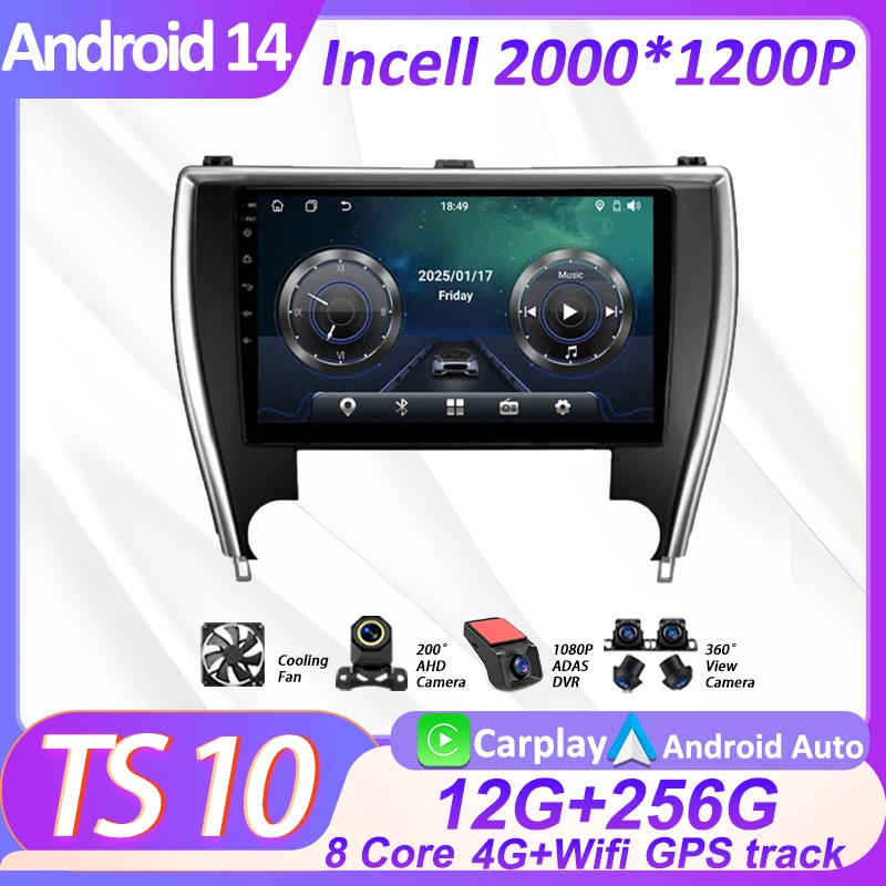 

Car Multimedia Video Radio Player For Toyota Camry 7 XV 50 55 2014 - 2017 US EDITION Wireless Android Auto CarPlay 8 Core GPS BT