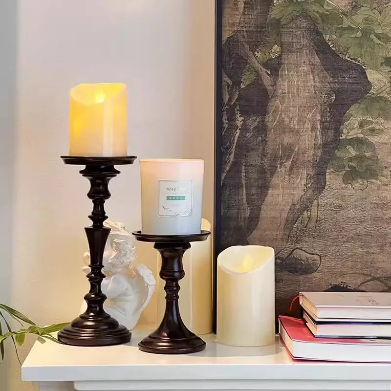 

Medieval High-Stemmed Candlestick European Decorative Ornament Vintage Prop Resin Reproduction Table Candleholder Base