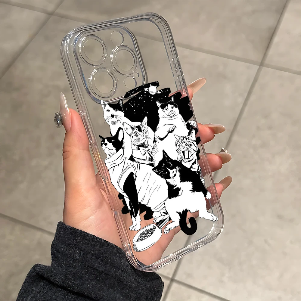 الخيال العلمي نمط القط سيليكون جراب هاتف آيفون 17 16 15 14 13 12 11 برو Xs ماكس الهواء ميني 7 8 6 6s زائد SE 2020 2022 غطاء #2