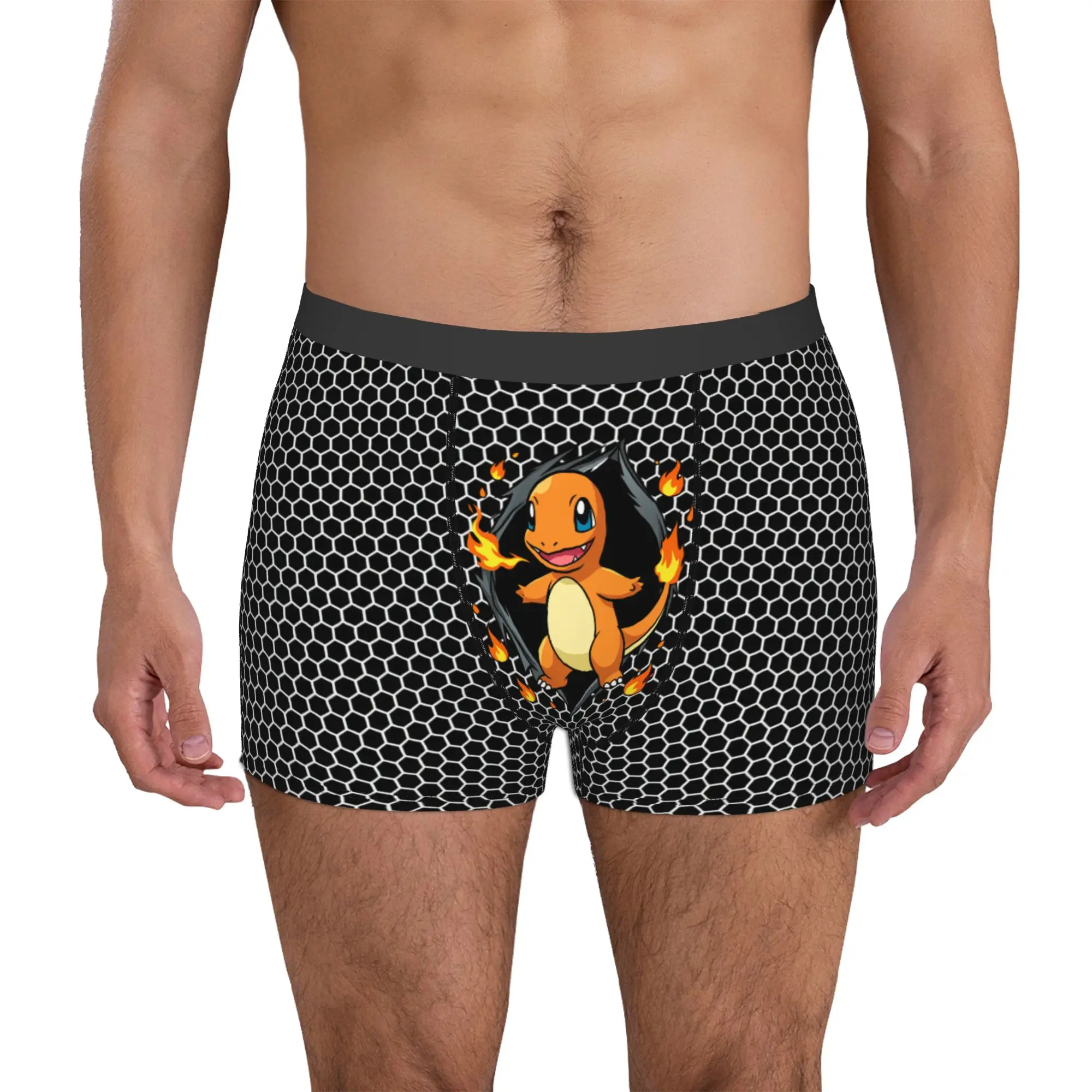 

Male Fashion Charmander Pokemon Anime Underwear Cartoon Boxer Briefs Stretch Shorts Panties Underpants