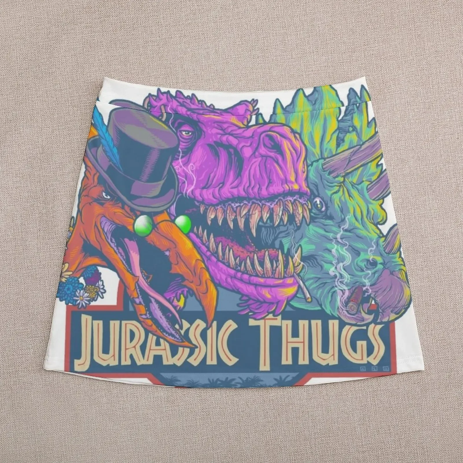 Jurassic Thugs Mini Skirt korean women's clothes Skirt satin Mini Skirt
