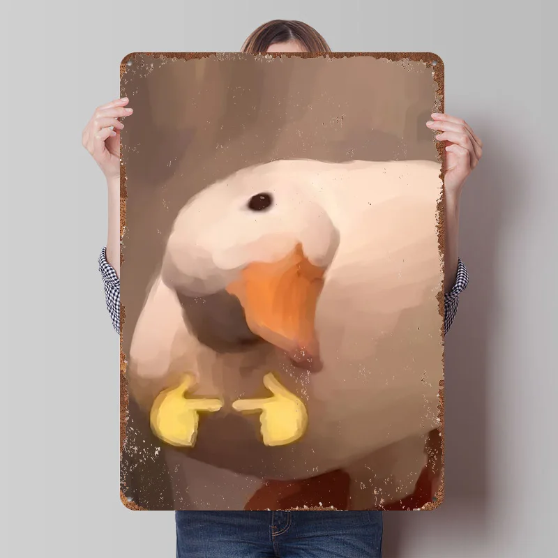 Enten-Meme-Kunst Blechposter Individualisierte Wandkunst Vintage Metallschilder Retro Blechplakette zur Dekoration Wohnaccessoires