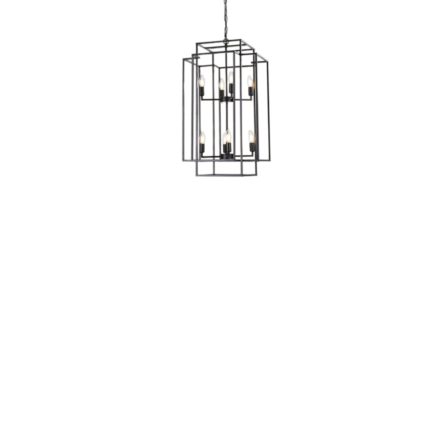 (Same as W1340142527/L1018-B) 8-Lights Black Lantern Tiered Pendant Light Fixtures, Industrial Farmhouse Hanging Chandelier (No