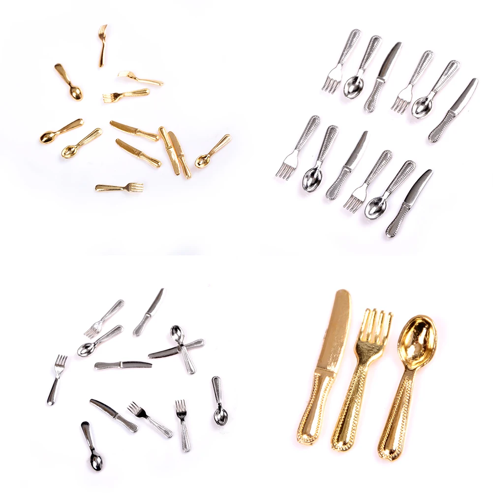 12 pz/set Vintage Mini posate coltello forchetta cucchiaio casa delle bambole miniature stoviglie giocattolo per bambini casa delle bambole accessori per la decorazione