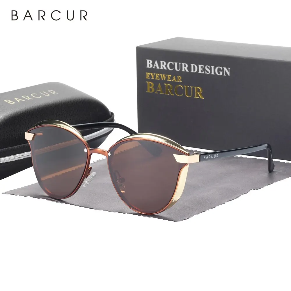 BARCUR Stijl Gepolariseerde Zonnebril Voor Vrouwen Catmore Ronde Zonnebril Dames Dames Eyewear Accessoire UVAB Bescherming