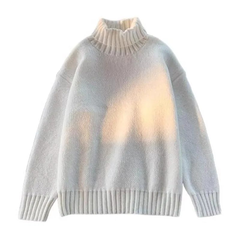 

Casual High Collar Knitted Sweater Men's plus Size 300 Pou Color Autumn Winter Hong Kong Sle Retro Loose Fit Polye...