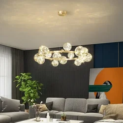 Ring Led Chandelier For Bedroom Living Dining Room Kitchen Table Round Glass Bubble Ball Hanging Lamp Circle Led Pendant Light