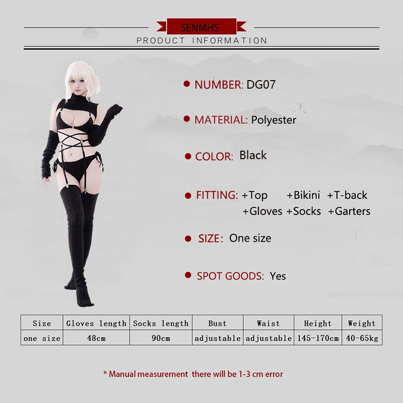 SENMHS новый оригинальный сексуальный готический бикини с подвязками, свитер для косплея, соблазнительное нижнее белье, женское боди, носки, костюм черного цвета