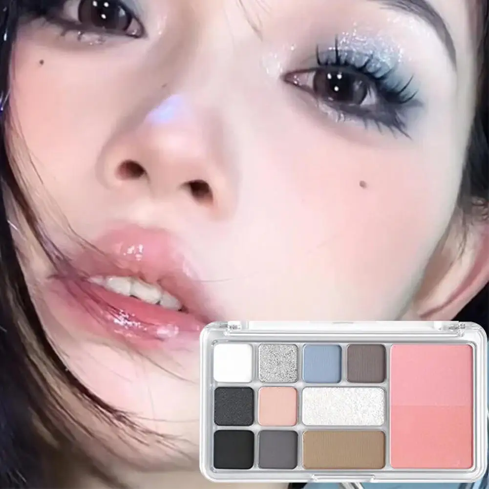 12 Color Eyeshadow Palette 3-in-1 Matte Eyeshadow Contour Blush Autumn Winter Daily Light Makeup Long Lasting Eye Shadows