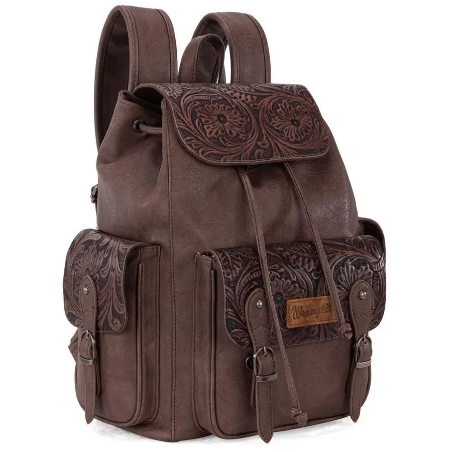 

West Wrangler Backpack Purse for Women Men Western Backpack Floral Tooled Travel Bags