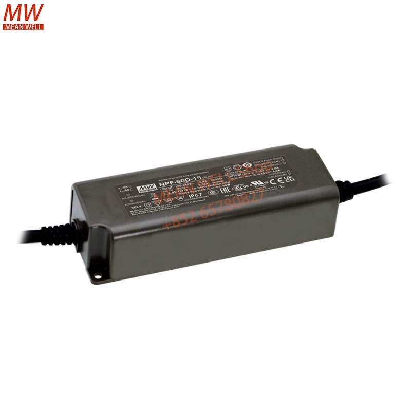 MEAN WELL Waterproof Power Supply 60W Single Output LED Driver NPF-60D-12 NPF-60D-15 NPF-60D-24 NPF-60D-36 NPF-60D-42 NPF-60D-48