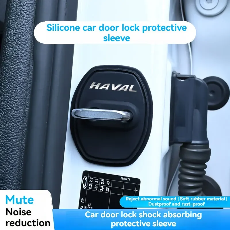 Car Door Silicone Protective Cover Door Lock Silent Anti-collision Shock-absorbing Buffer For Haval Car Accessories