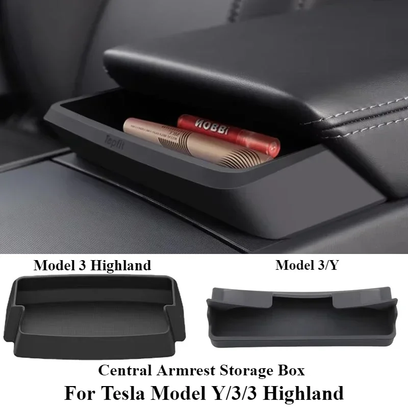 Centrale Armsteun Opbergdoos Auto Bril Telefoon Opbergtas Voor Tesla Model Y/Y Juniper 2025 Model 3/3 Hoogland Multi Functioneel