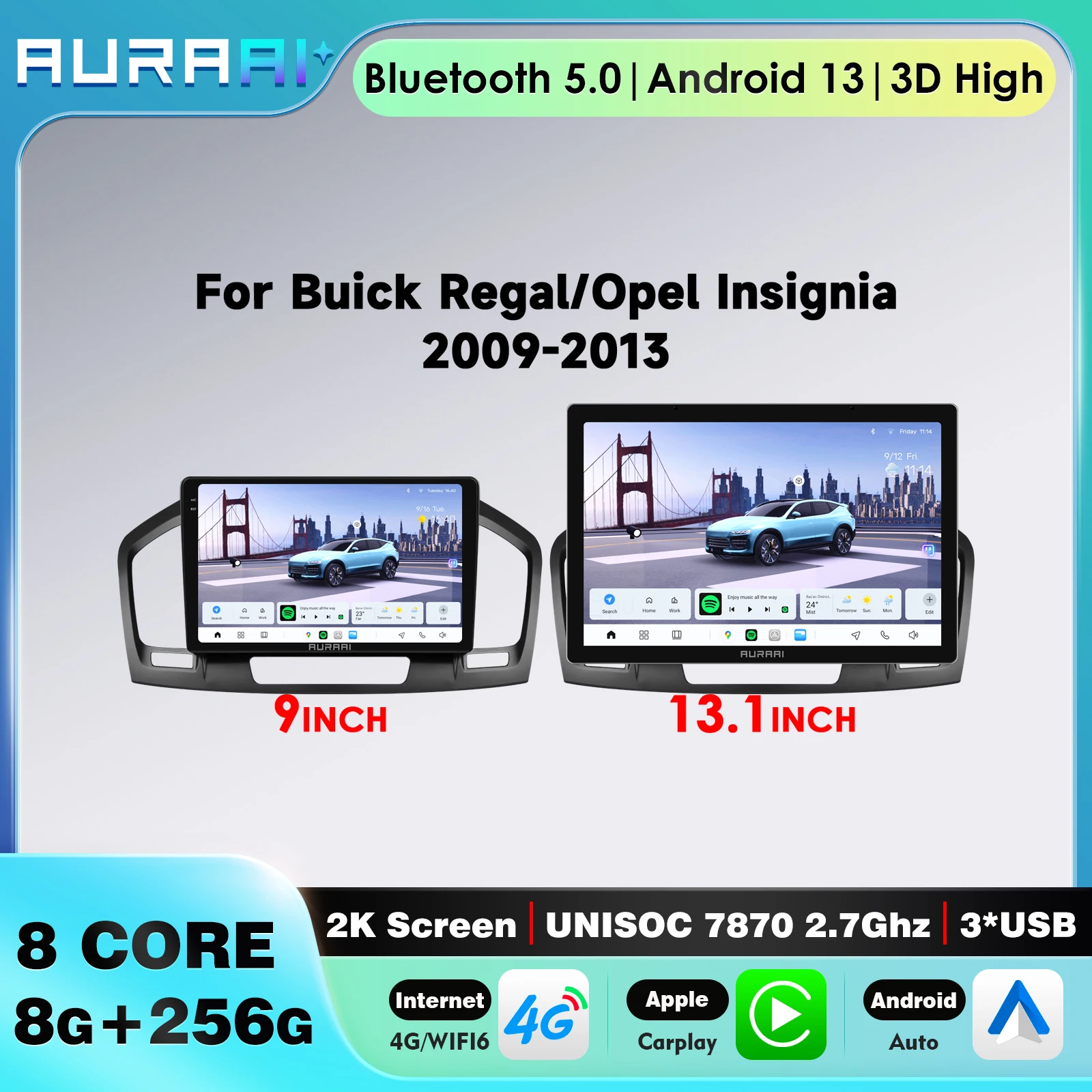 Car Radio Carplay Android 13 2K Screen For Opel insignia / Buick Regal 2009-2013 Navigation GPS Stereo 4G WiFi 2Din Multimedia