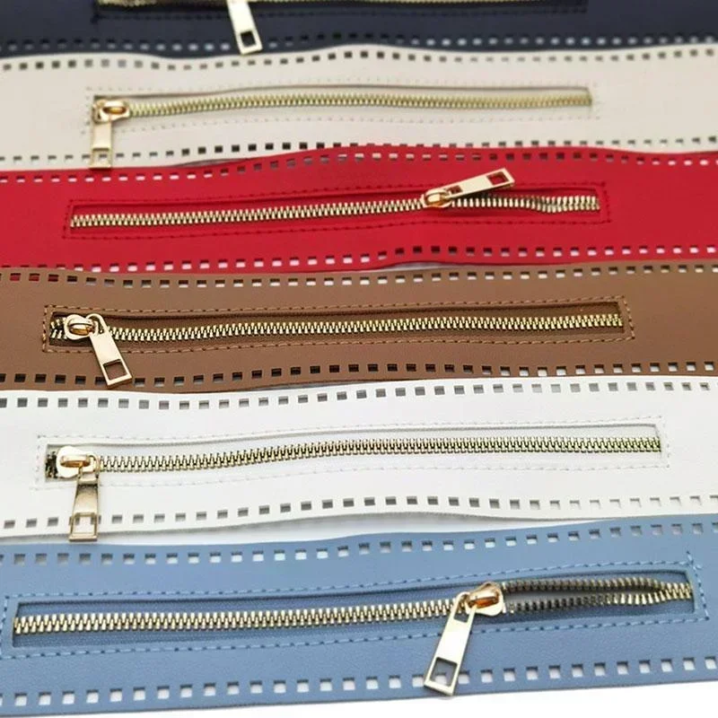 1Pcs DIY Zipper for Woven Bag Hardware PU Leather Zipper Sewing Accessories 55cm Metal Zipper for Clothes Supplies