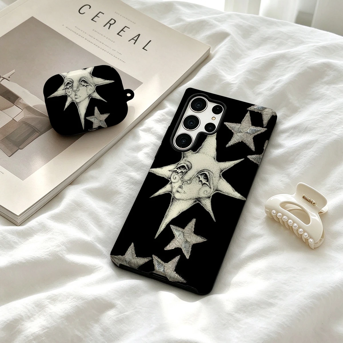 Celestial Noir Phone Case For Samsung Galaxy S26 S25 Ultra S24 S23 Ultra Plus Shockproof Double Layer Tough Back Cover