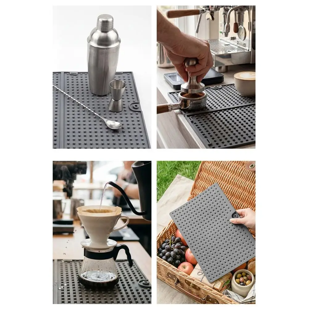 Silicone Folding Draining Pad Anti-scald Rectangular Heat Insulation Pad Collapsible Quick Dry Dish Drying Mats Coffee Shop