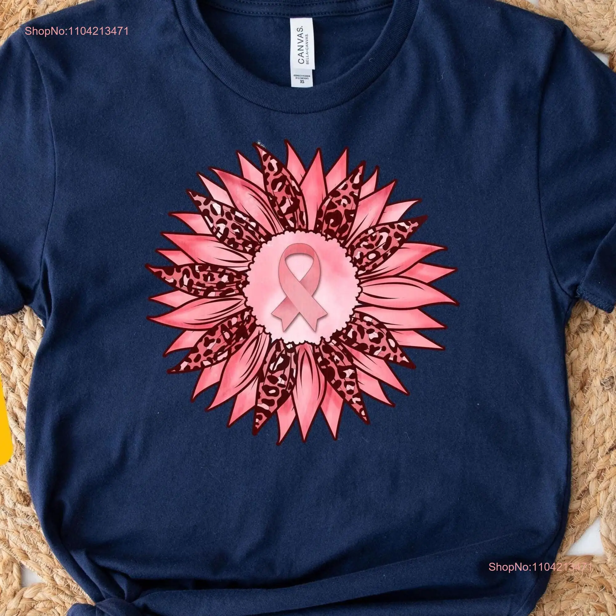 Floral Pink Ribbon T Shirt Breast Cancer Awareness For Women Survivor Support October Month long or short sleeves