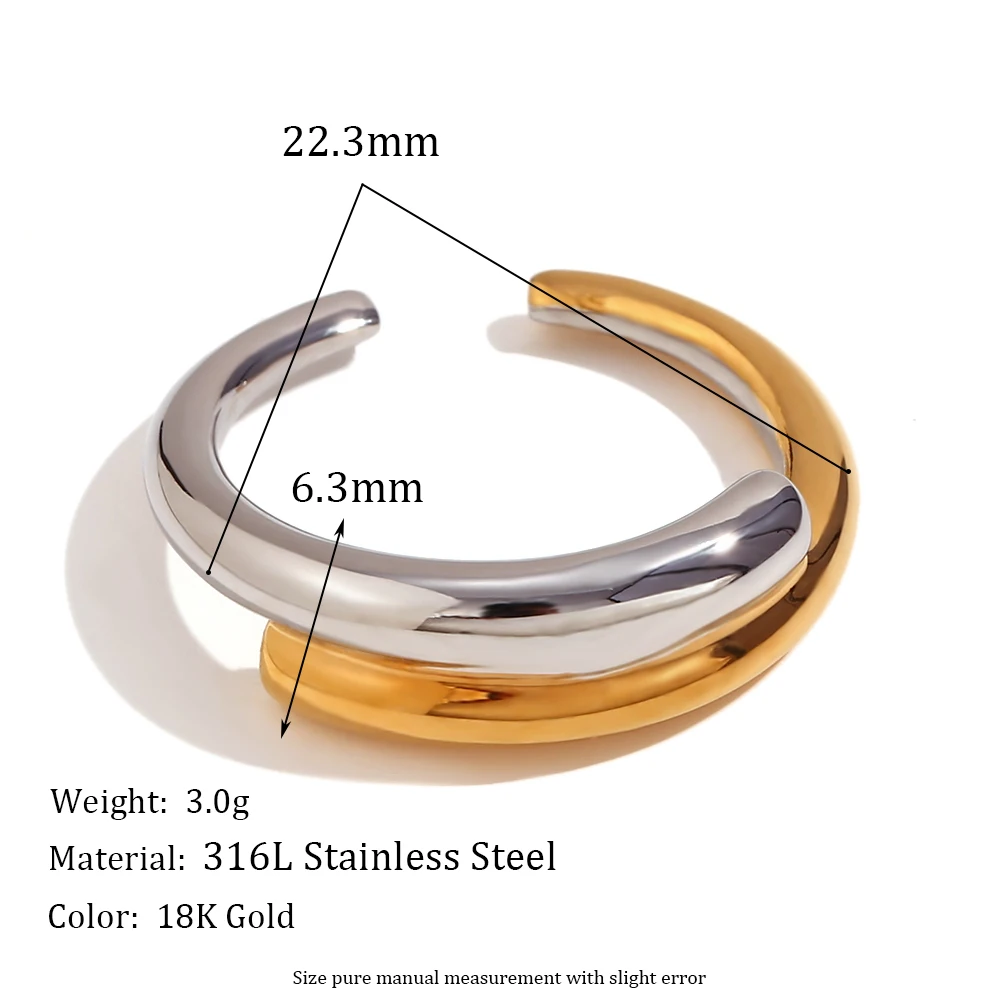 Women's 18K Gold Plated Double Layered Open Bangle Ring