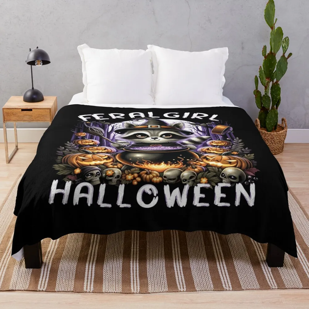 

Feral Girl Halloween Throw Blanket christmas decoration Single Soft Blankets