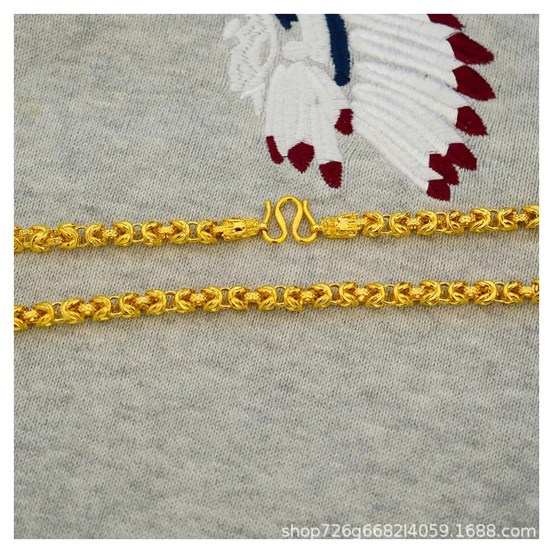 Collar falso chapado en oro 100% Real de 24k 999, cadena de quilla de tipo líder, malla de vacío 999, joyería de oro puro de 18K de 6mm de espesor