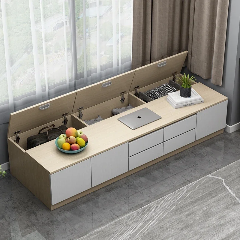 6R solid wood drawer bay window cabinet window sill floor cabinet low sitting bedroom storage free combination