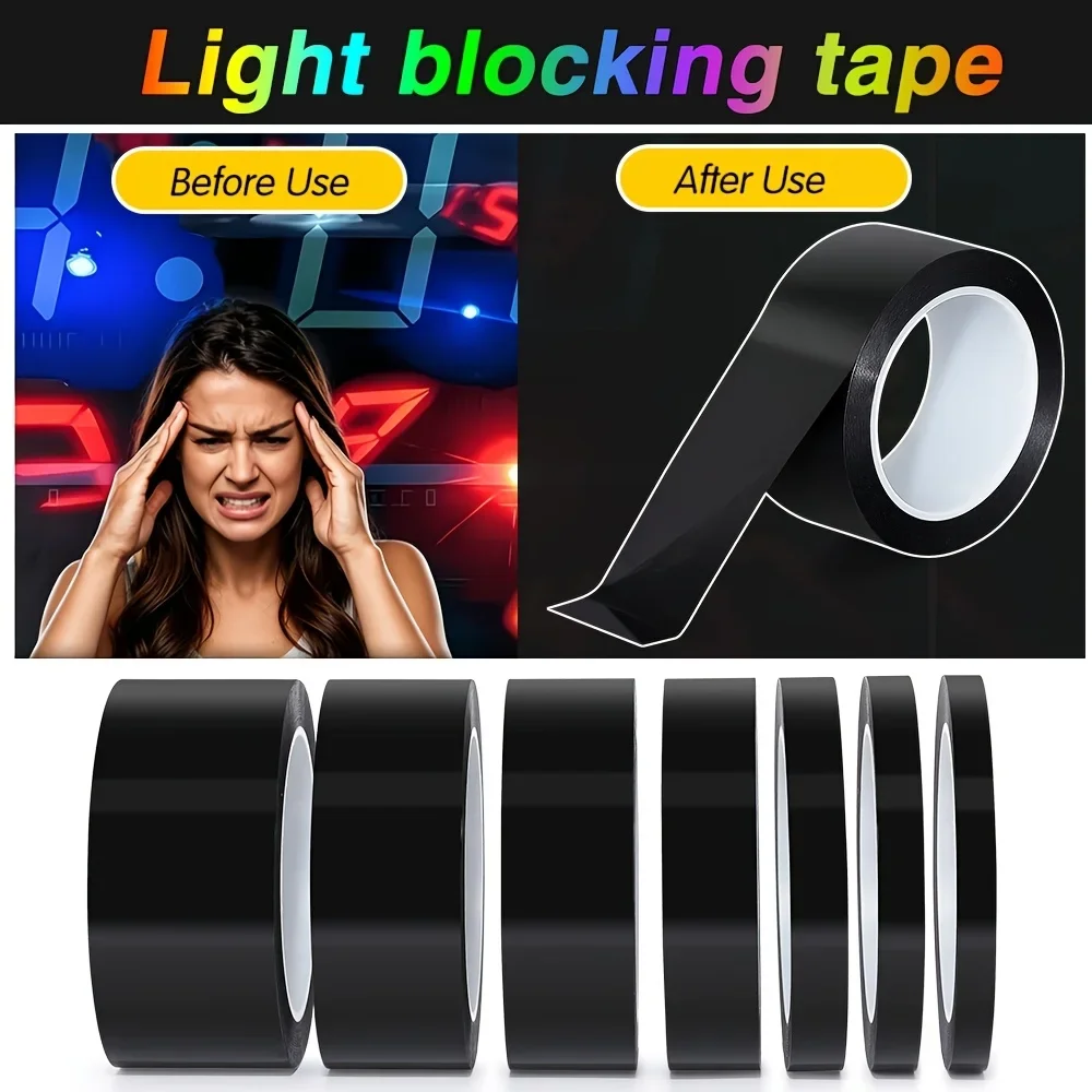 Blackout Tape for Window LED Light Strip Cover, Heat Resistant Removable No Residue Light Blocking Tape for Bedroom