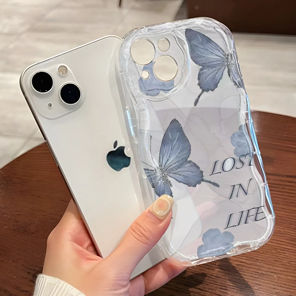 

A55 5G Case For Samsung A54 A53 A52 A35 A34 A32 A24 A23 A22 A14 A13 A05 S23 S22 S21 S20 FE S24 Ultra Butterfly Wavy Edge Cover