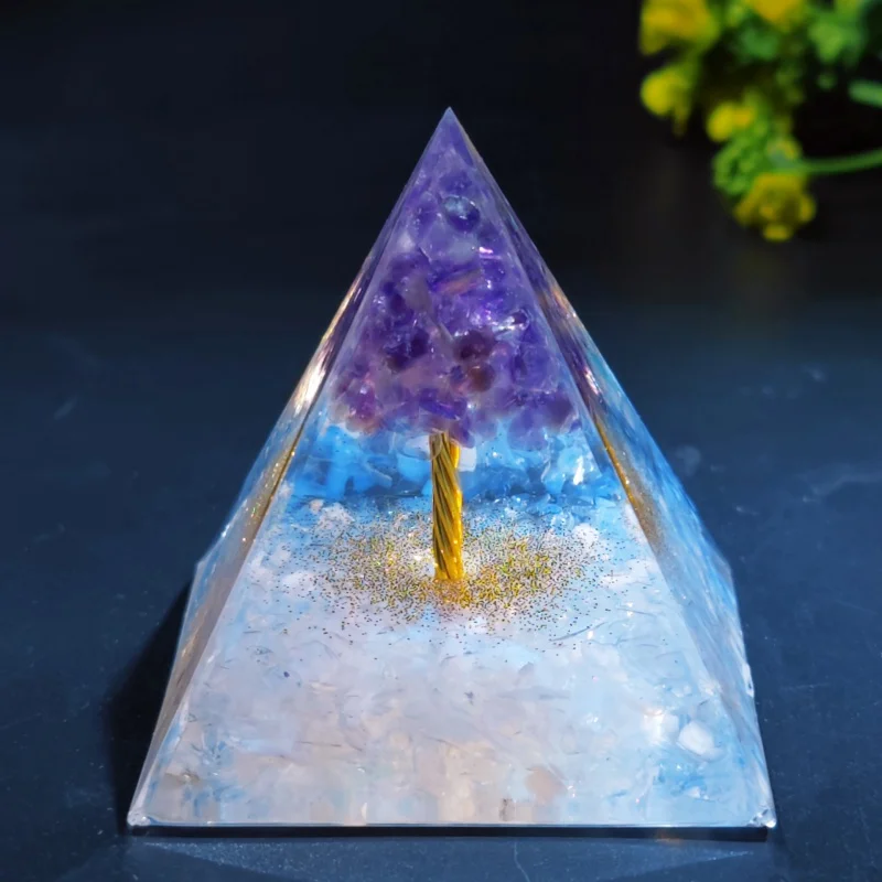 Ogen Energy Crystal Ball Gravel Pyramid Home Crafts Resin Decorations Desktop Decoration Dream Come True