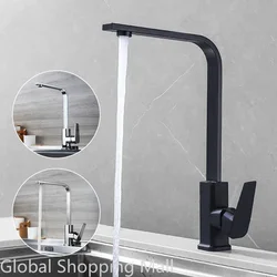 360 Degree Kitchen Faucet Basin Sink Hot And Cold Water Tap Mixer Deck Mounted Black Chrome Brushed Faucets for Kitchen