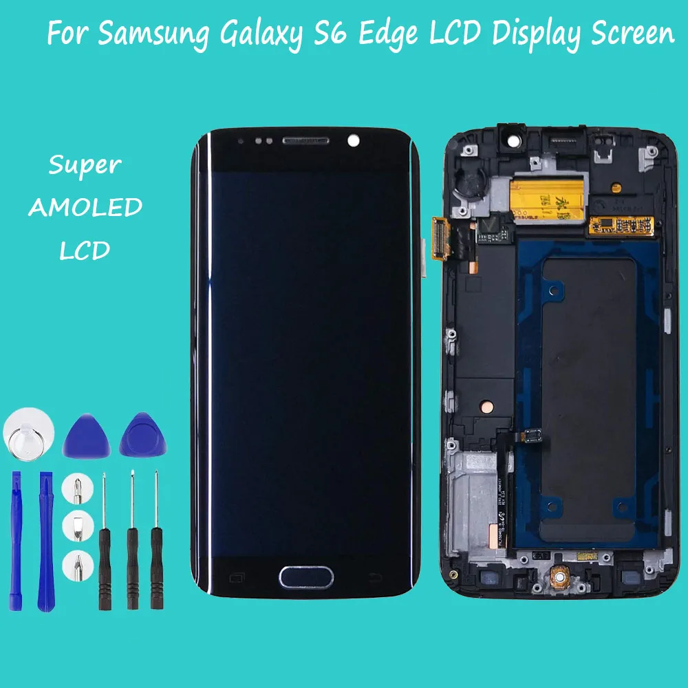 5.1\'\' Super AMOLED LCD For SAMSUNG Galaxy S6 EDGE LCD Display Digitizer Touch Screen Repair Parts For S6 Edge G925F G925 LCD