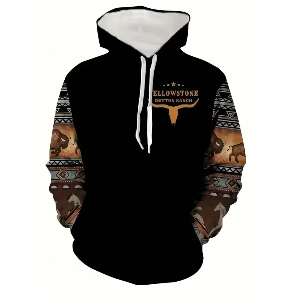 Sudadera con capucha étnica Vintage para hombre, Sudadera con capucha 3D Yellowstone Dutton Ranch, ropa de calle de gran tamaño, Sudadera con capucha para niño, Sudadera con capucha para mujer