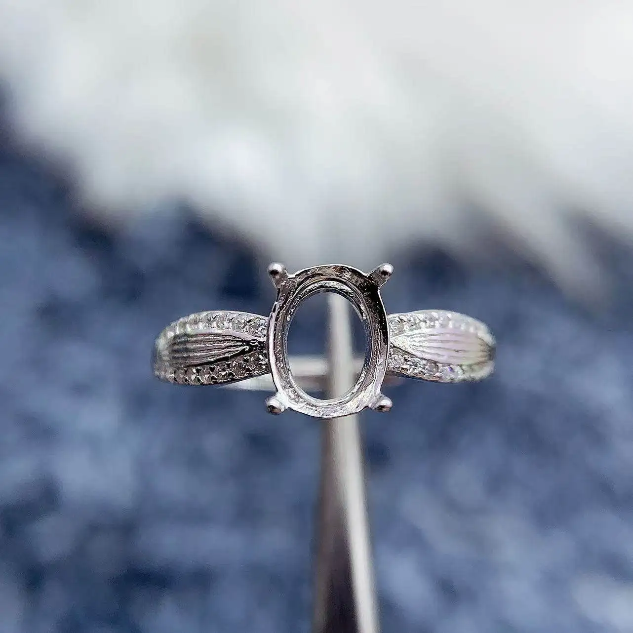 

MeiBaPJ Inlay Oval 6*8mm S925 Sterling Silver DIY Ring Setting Women Gift Fine Charm Wedding Luxury Versatile Jewelry Wholesale