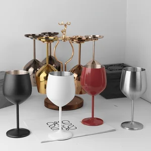 Thép bằng thép không gỉ Thủy tinh Drop-Type Drop Drop, Chalice Creative Metal, Red Wine Glass, Whiskey Glass, 6PCS 12 Cúp rượu kim loại bán hàng chính - №8