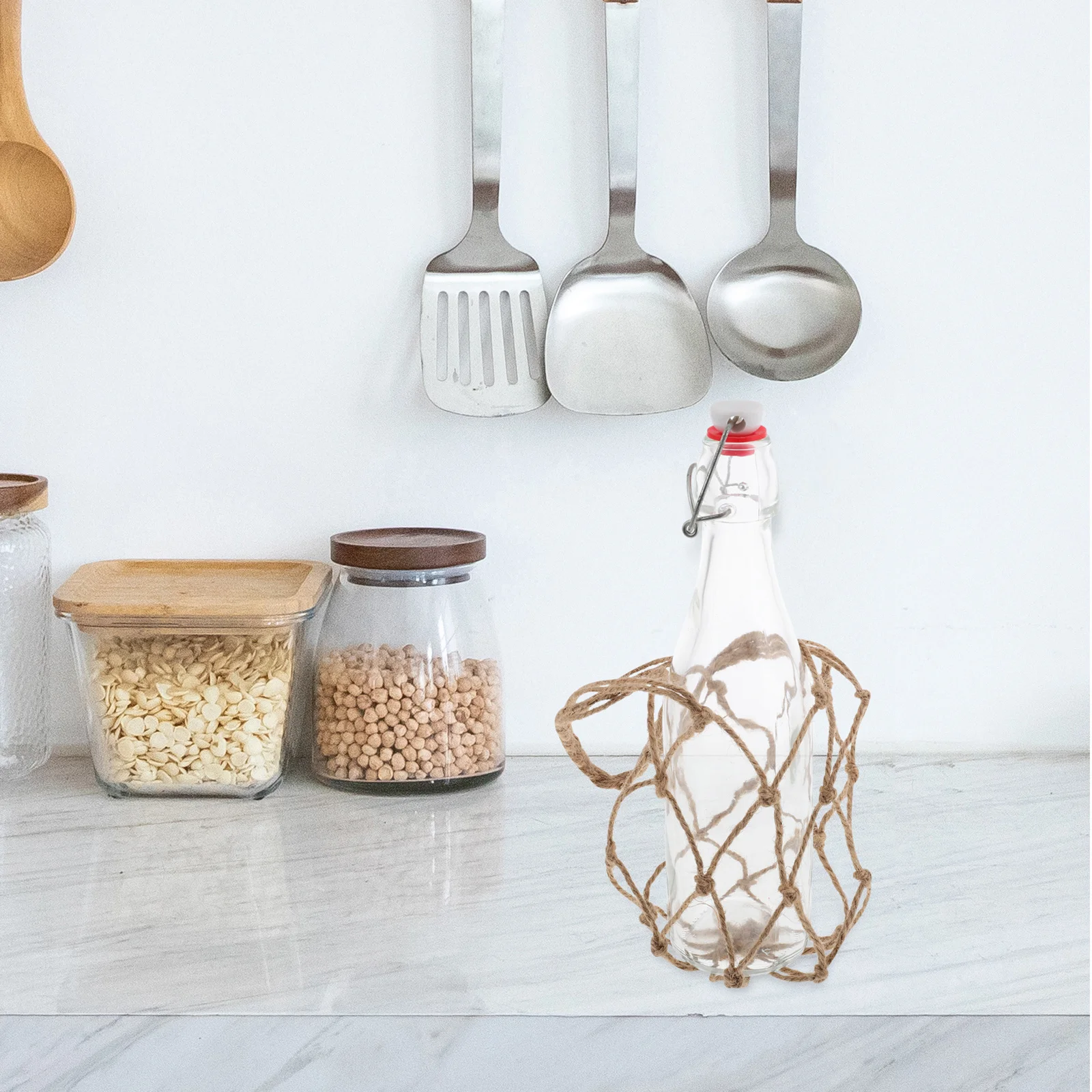 

2pcs Vintage Twine Rope Wine Jar Net Bag Mesh Carrier For Home Bar Restaurant Decor Storage Solution Wine Bottle Tote