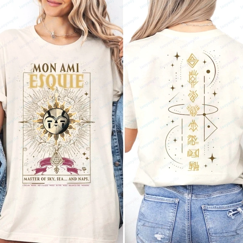Camiseta de algodón con gráfico Esquie Expedition 33, camiseta para jugadores Clair Obscur, camiseta divertida Master of Whee Whoo, camiseta con símbolo del sol sagrado para fanáticos
