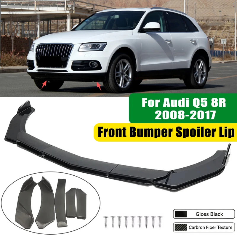 For Audi Q5 8R 2008-2017 5Pcs ABS Car Front Bumper Lip Spoiler Splitter Body Kit Canard Tuning Accessories