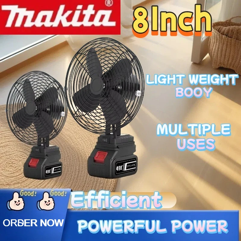 マキタ 10000/20000mAh キャンプファン 6インチ ワイヤレス アウトドア 釣り デスクトップ ポータブル メタルファン 強風ファン 20Vバッテリー