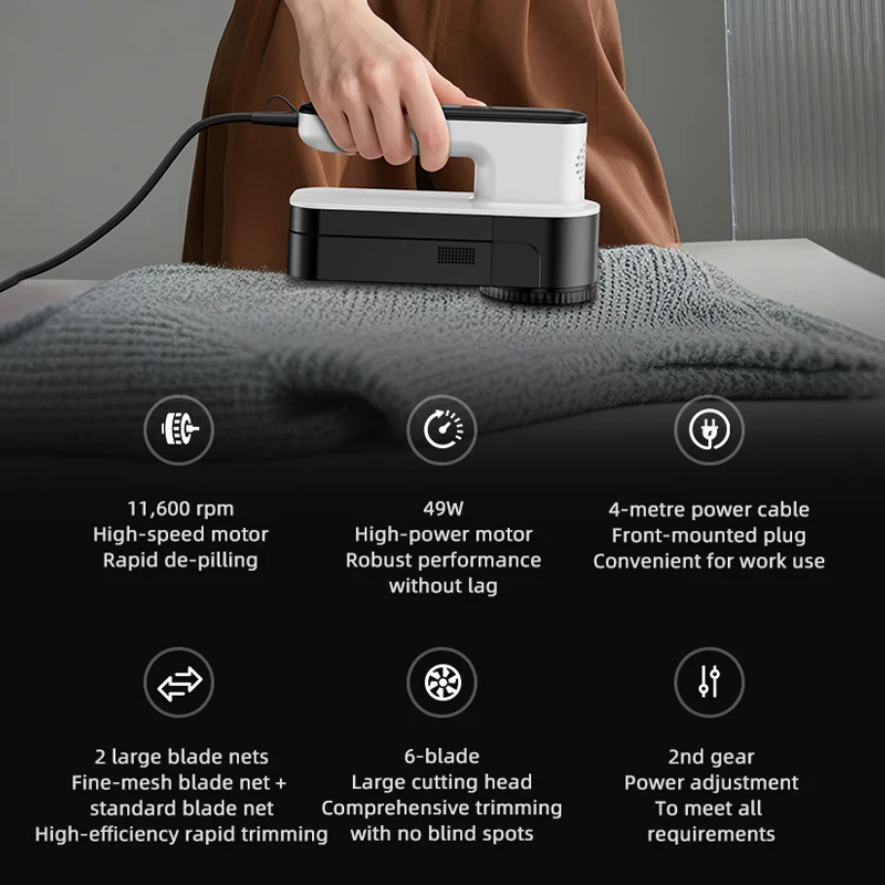 

Электрический прибор для удаления ворса, 49 Вт, мощная бритва для ткани, 11600 об/мин, высокоскоростное средство для удаления ворса с одежды, средство для удаления гранул для одежды