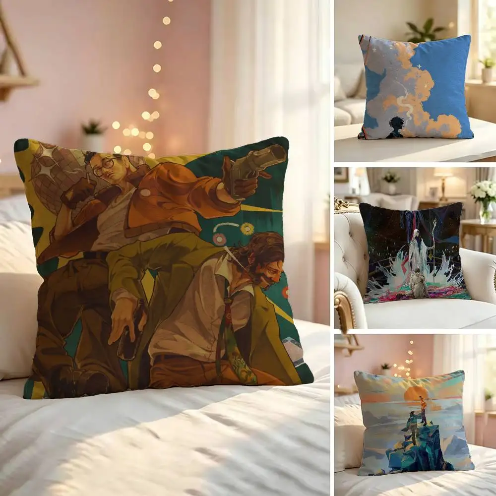 G-Gritty Noir Disco E-Elysium Detective Game Pillow Case Sofa Living Room for Bedroom Headboard Backrest Cushion Square Nap Time