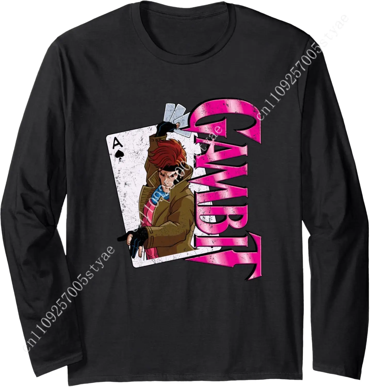 

Marvel X-Men Gambit Card Retro Long Sleeve T-Shirt