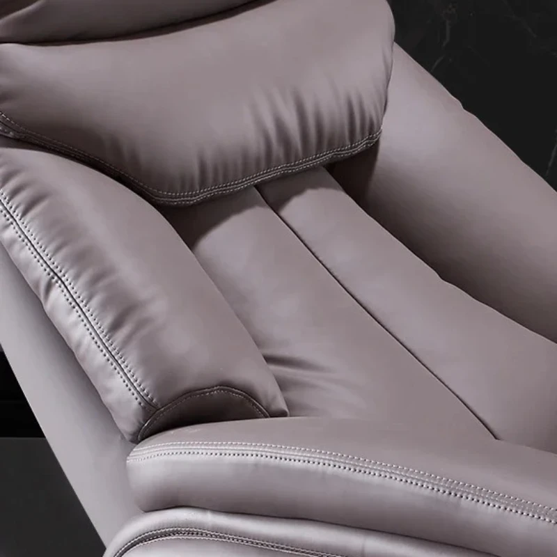 

Furniture Electric Footrest Computer Armchair Solid Wood Frame Leather Office Chair Wheels 7-Point Sillas Home Furniture Luxury