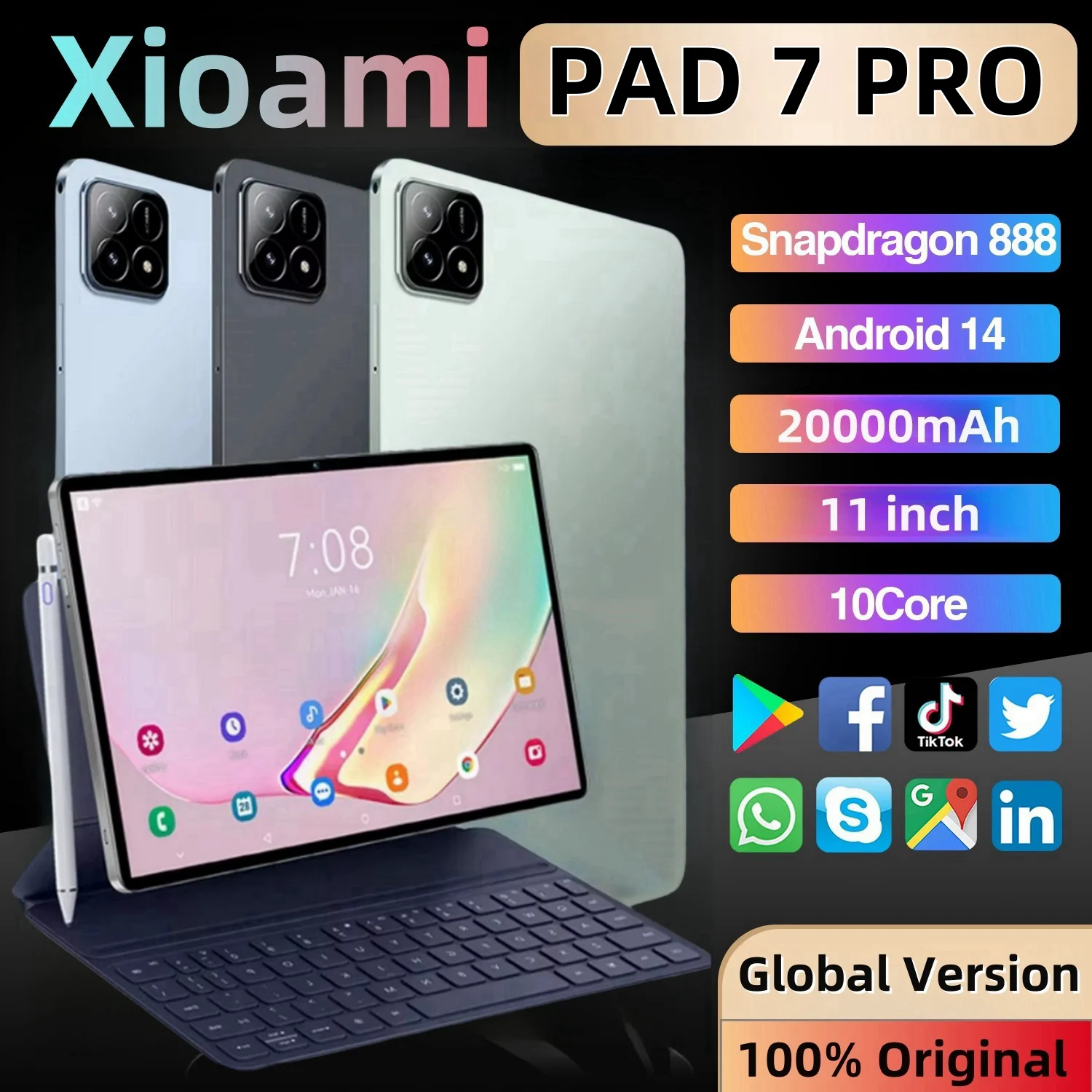 2024 Nieuwe Originele Xioami Pad 7 Pro Tablet 11Inch Hd 4K Android 14 16Gb + 1T 20000Mah 5G Dual Sim Telefoongesprek Wifi Wps Gps Tablet